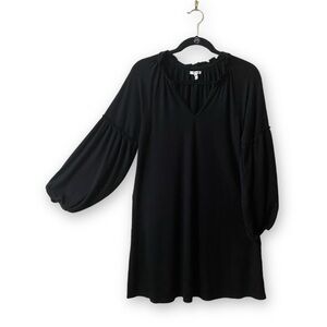 Maurices Women’s Size Medium Black Ribbed Blouson Sleeve V Neck Shift Dress
